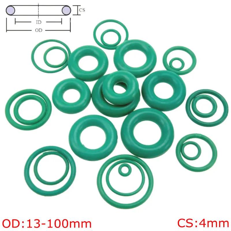 CS 4mm OD13-100mm Green  FKM Fluorine Rubber O Ring O-Ring Oil Sealing Gasket
