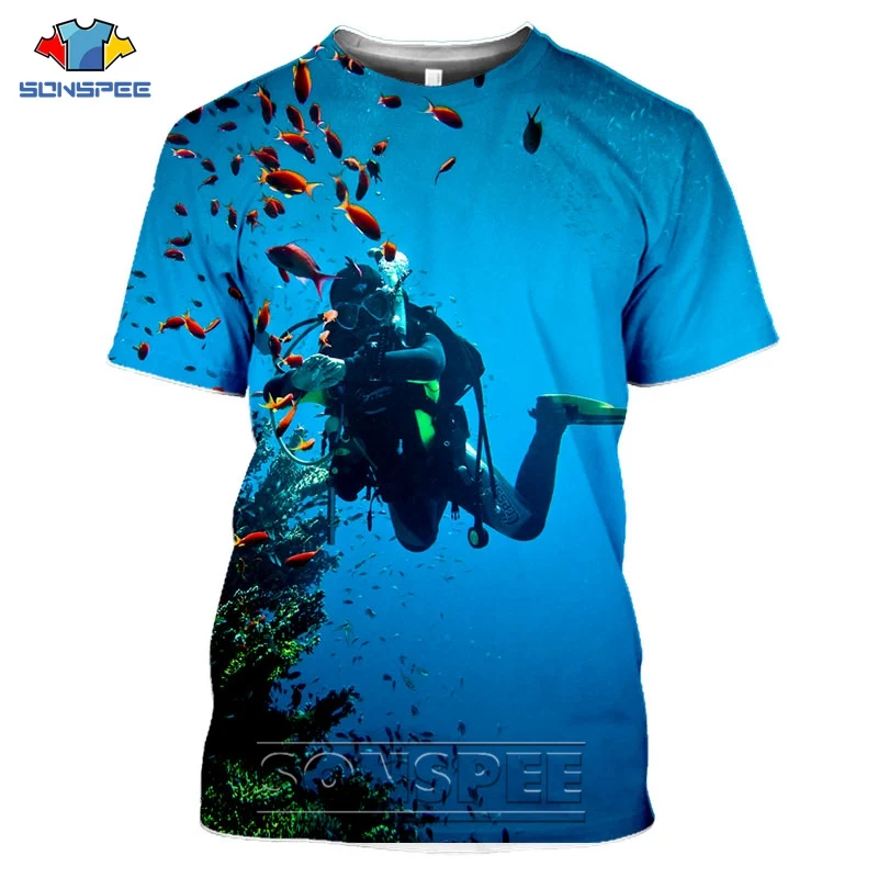 

Dive Into The Sea Underwater T-shirts 3D Print Diving Men Women Casual Fashion Tee Shirts Short Sleeve Streetwear Tops Clothes