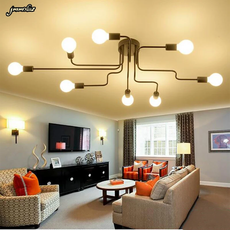 

Jmmxiuz Iluminacion Ceiling Lights Bulbs For Living Room Vintage Wrought Iron Ceiling Light E27 Lamp Household Lamp