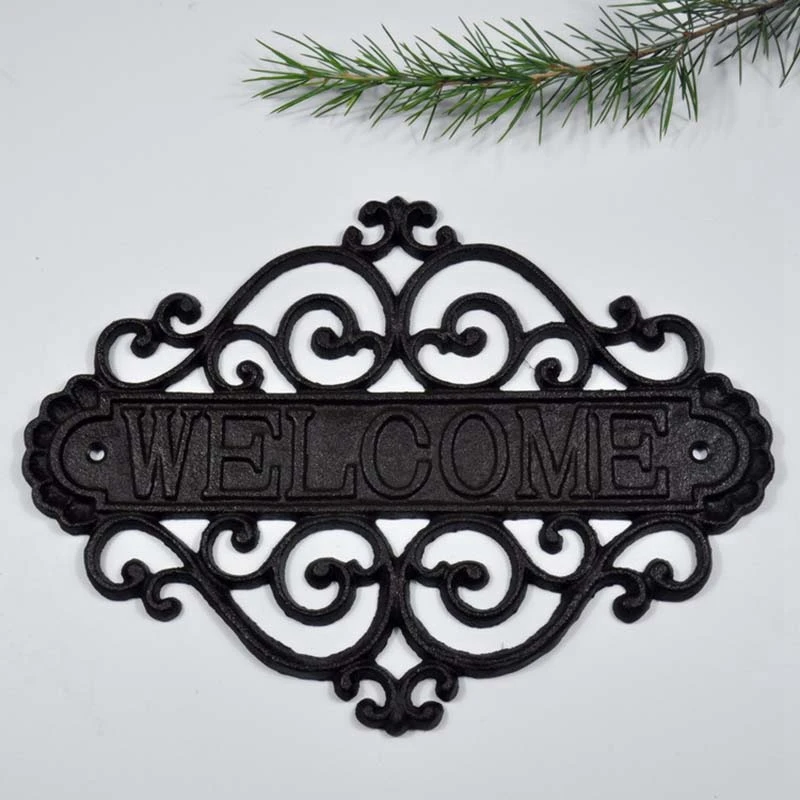Welcome Sign Wall Plaque Home Garden Outdoor Hanging Decor Decorative Creative Retro Shop Signs Cast Iron Country Cottage House | Дом и сад