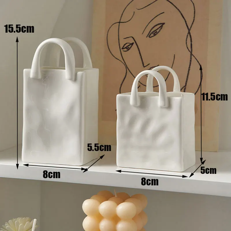 Белая Сумочка фарфоровые вазы для цветов маленькая милая фарфоровая ваза