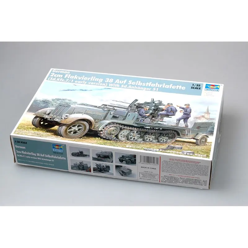 Trumpeter 01523 1/35 2 см Flakvierling 38 auf Selbstfahrlafette (Sd. Kfz.7/1 ранняя версия) масштабная модель