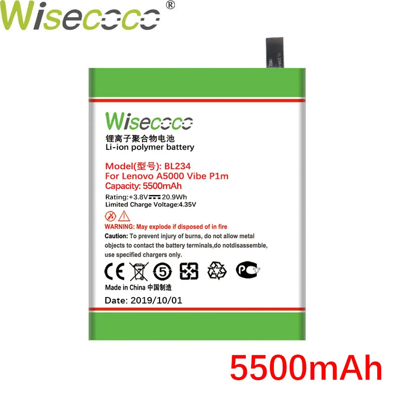 Wisecoco BL234 5500 мАч аккумулятор для lenovo A5000 Vibe P1M P1MA40 P70 P70t P70-T P70A P70-A телефон Замена+ номер отслеживания