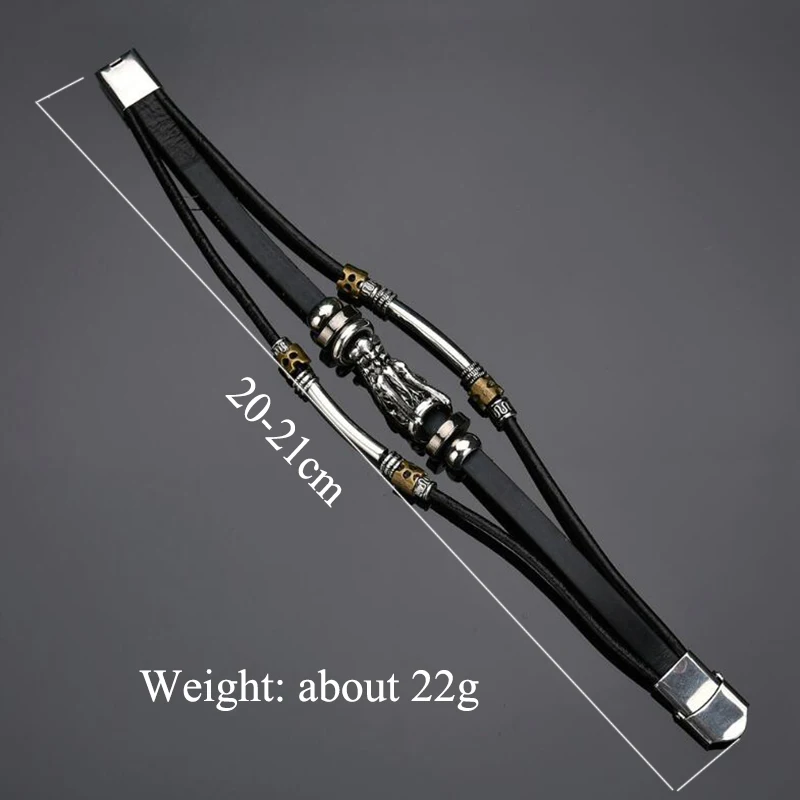 Браслет мужской из натуральной кожи серебристого цвета с застежкой нержавеющей