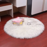 2021 faux wool round carpet floor mats white plush carpet childrens room plush non slip living room carpet washable floor mats