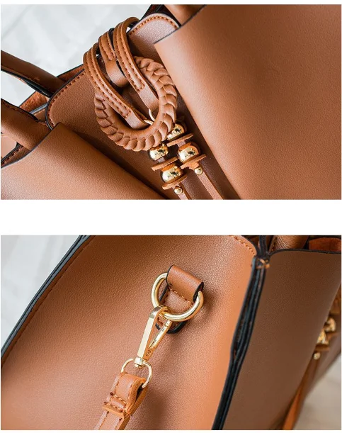 

3 Pcs Set Of Mother And Child Women Handbag Women Shoulder Bags Women's Crossbody Bags Wallet Fashion Pu Leather Tassel Clutch