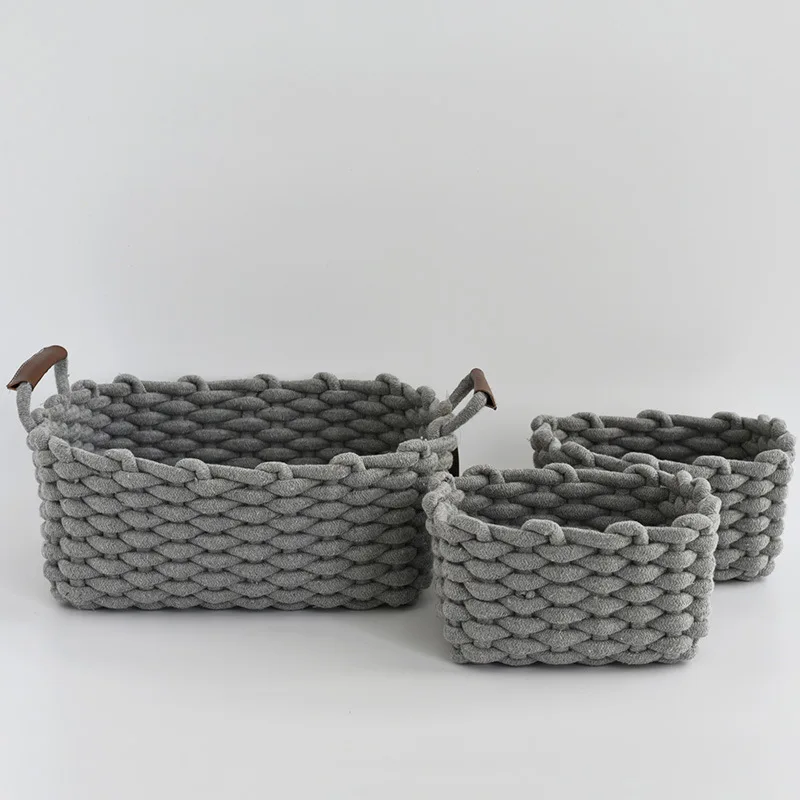 2019 скандинавские 3 шт./компл. плетеная корзина смелый хлопок Плетенный из веревки