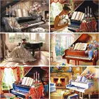 Краски Раскраска по номерам пианино Сделай Сам картины по номерам девочка ручной Краски ed Краски ing художественный Рисунок на холсте подарок комплекты, украшение для дома