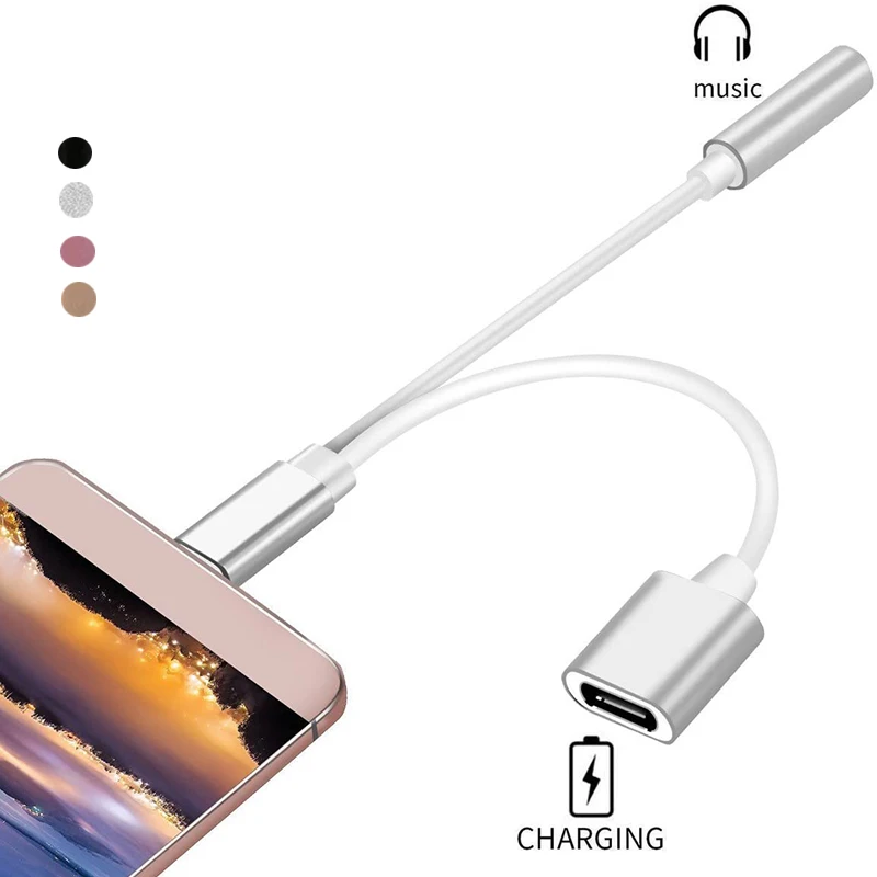 2 в 1 аудио разветвитель для зарядки адаптер типа C Huawei Xiaomi Oneplus USB к разъему