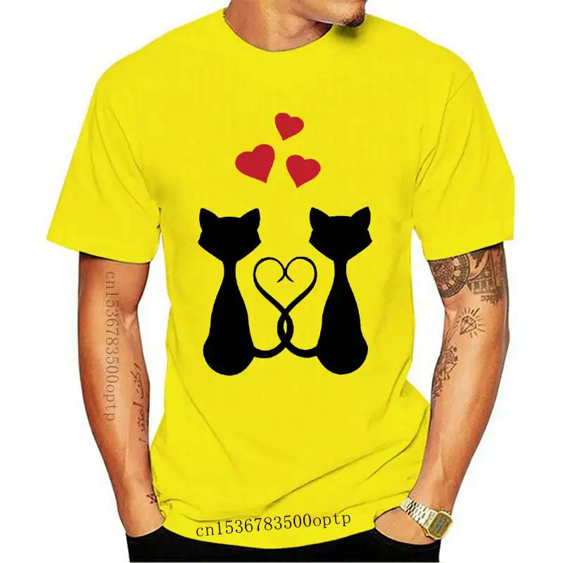 

New Graphic T-shirts for Women Cat Love Valenitne 90s Printing Clothing Trend Fashion Ladies Print Lady Womens Female Tee T T-Sh