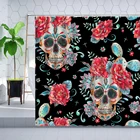 Хэллоуин занавеска для душа Красочный цветочный мексиканский Сахар Череп Декор настенная ткань креативная подвесная занавеска s экран для ванной комнаты