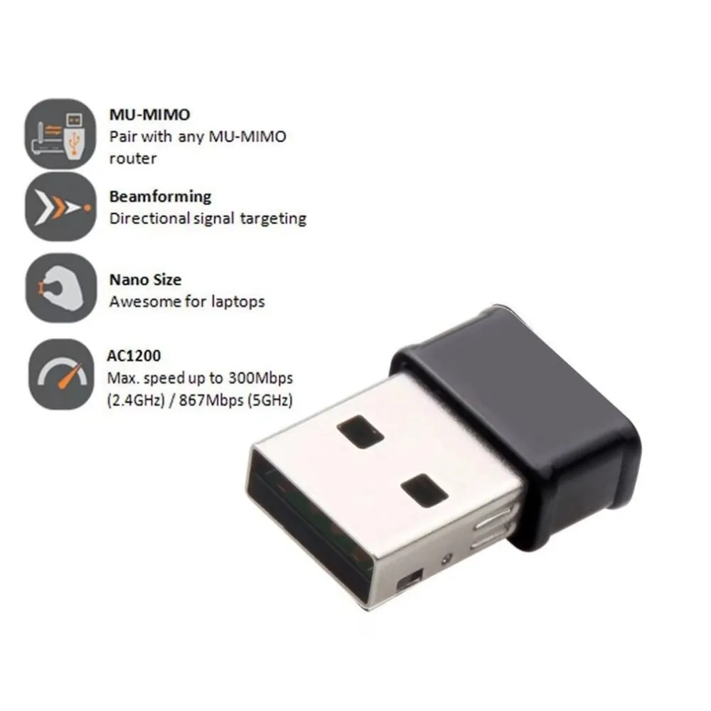 Мини USB Wi-Fi адаптер 802.11AC Dongle сетевая карта 1200 Мбит/с 2 4G и 5G двухдиапазонный