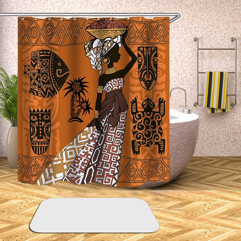Приключения из Африканской женщины 3D печати Душ Шторы полиэстер Ткань