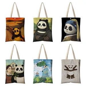 Сумка-тоут Складная многоразовая, с принтом панды