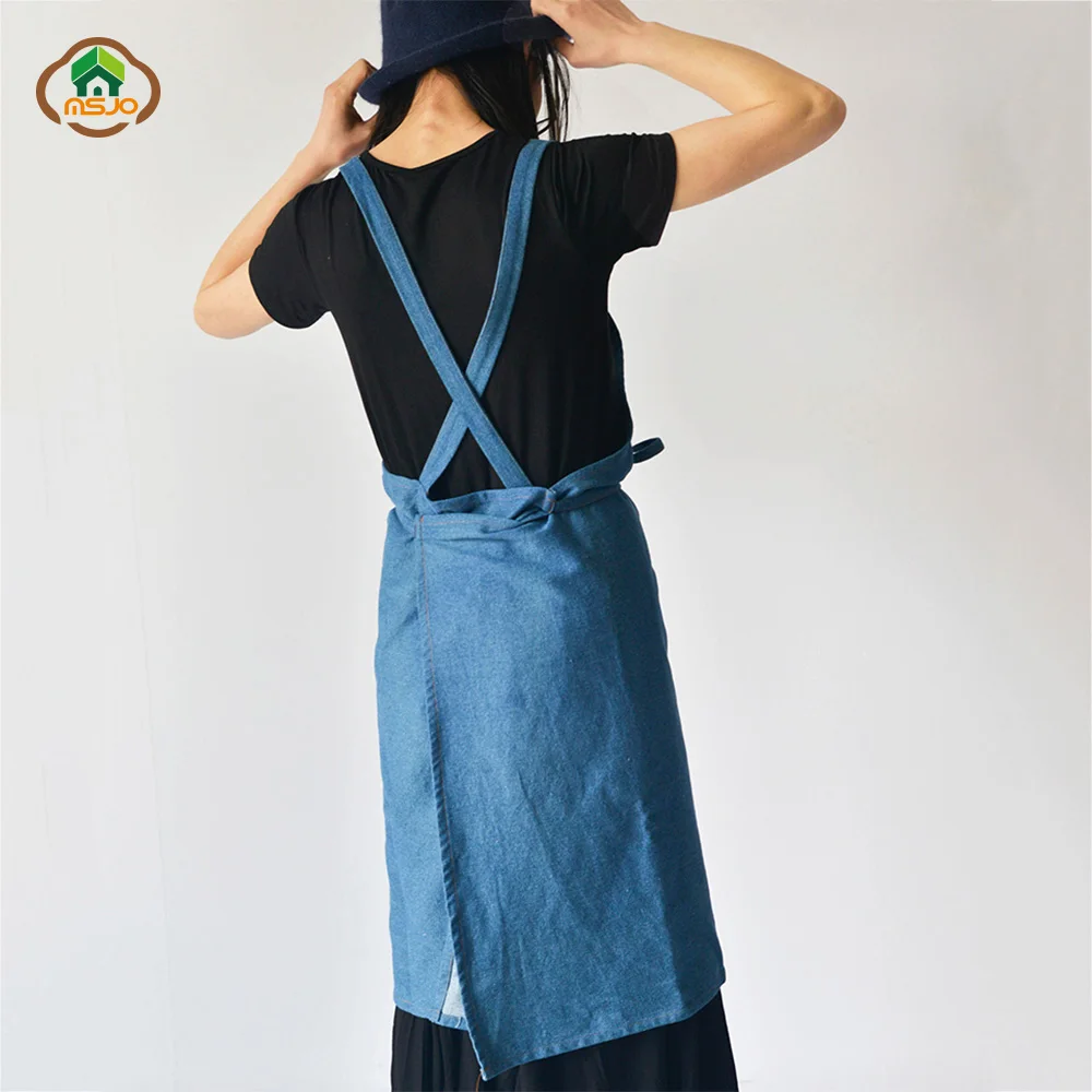MSJO Kitchen Apron Denim Art Women Gardener Man Adults Long Dress Barista Baking Paint Cooking Aprons For Woman New | Дом и сад