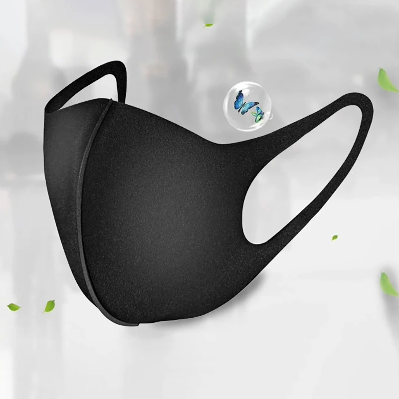 10 шт. губчатая маска для лица черная дышащая рта многоразовая антизагрязняющая