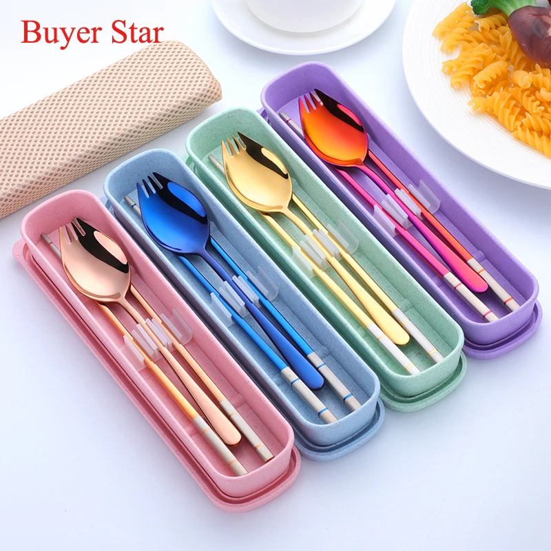 Набор портативных столовых приборов из нержавеющей стали палочки ложка вилка