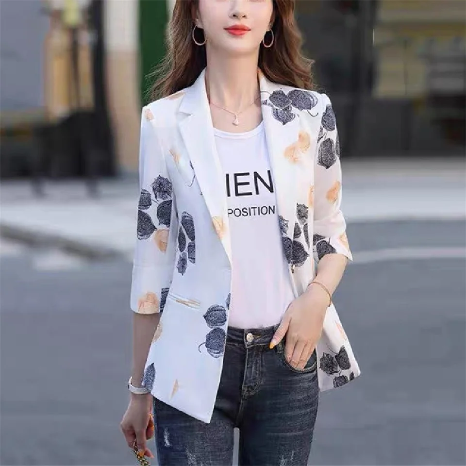 Модный женский блейзер с принтом корейские облегающие блейзеры куртки