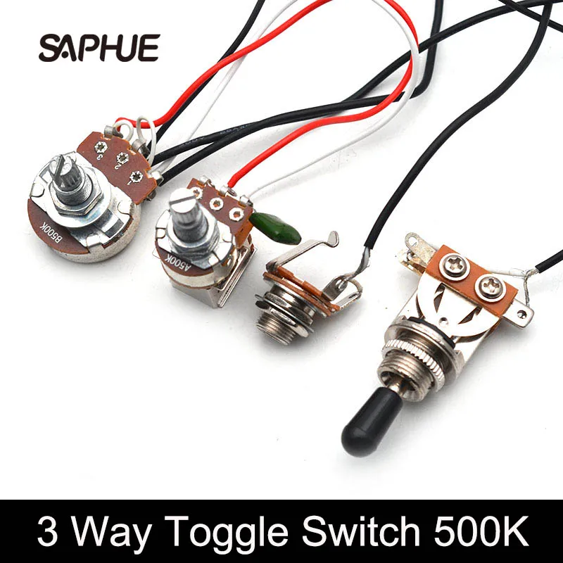 

Guitar Wiring Harness 3 Pickups 1V1T A500K Push Pull & B500K Big Pots 3 Way Toggle Switch with 6.35 Output Jack