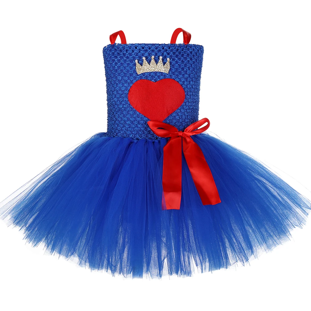 Royal Blue Girls Tutu Dress Villain Superhero Evie Cosplay Halloween Costume for Kids Girl Tulle Fancy Birthday Party Dresses | Детская