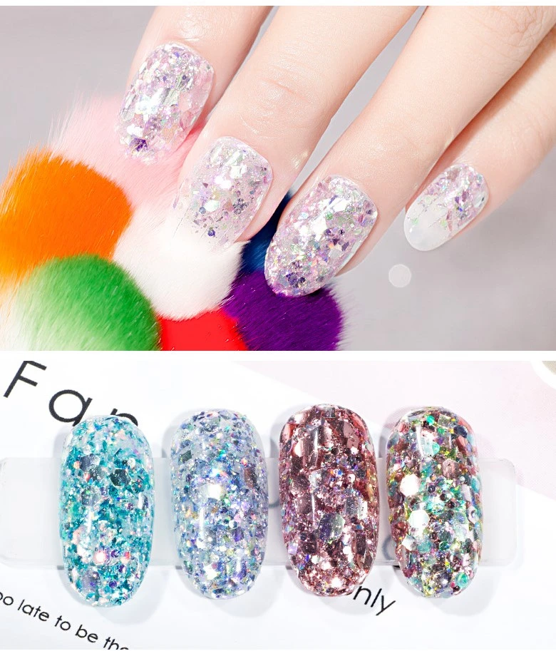 12 шт. набор для дизайна ногтей из блестящих хлопьев голографическая пудра