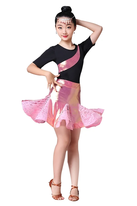 Юбка для латинских танцев девочек юбки бальных сальсы Танго детские кружевные
