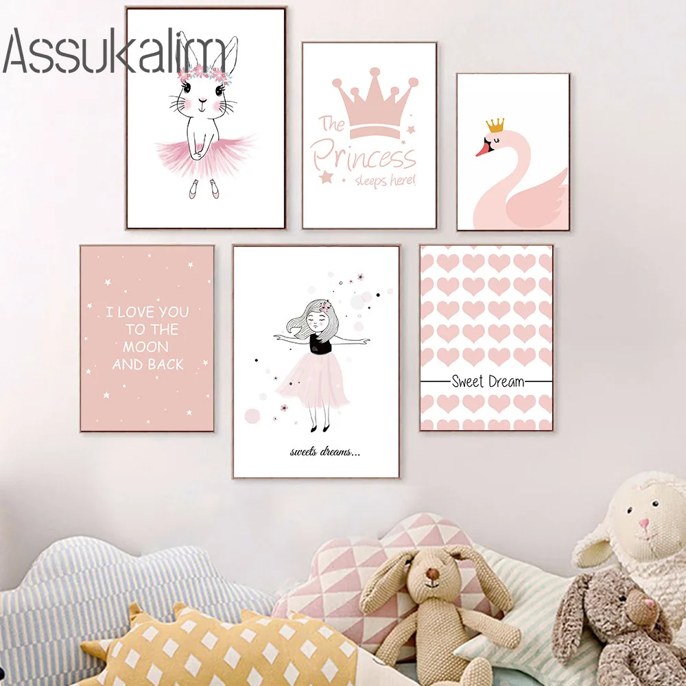 Кролик Лебедь картины Сладкая мечта плакаты скандинавский принт постер Детская