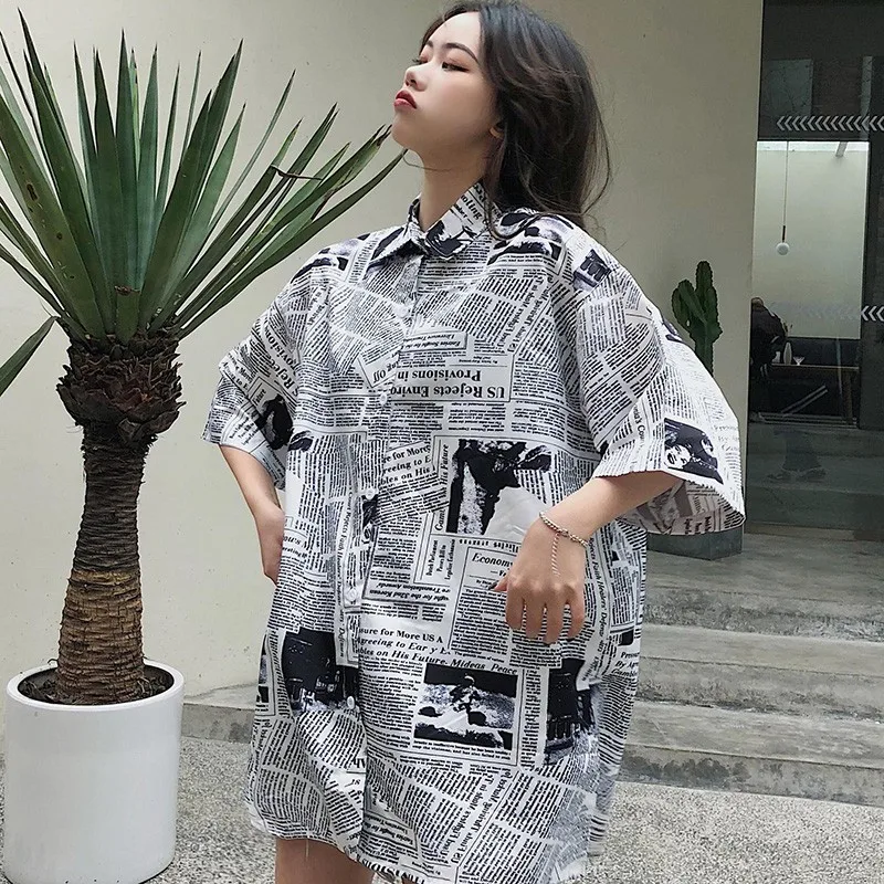 

Womens Blouses Ladies Casual Plus Size Print Short Sleeve Shirts Summer Harajuku Loose Tops