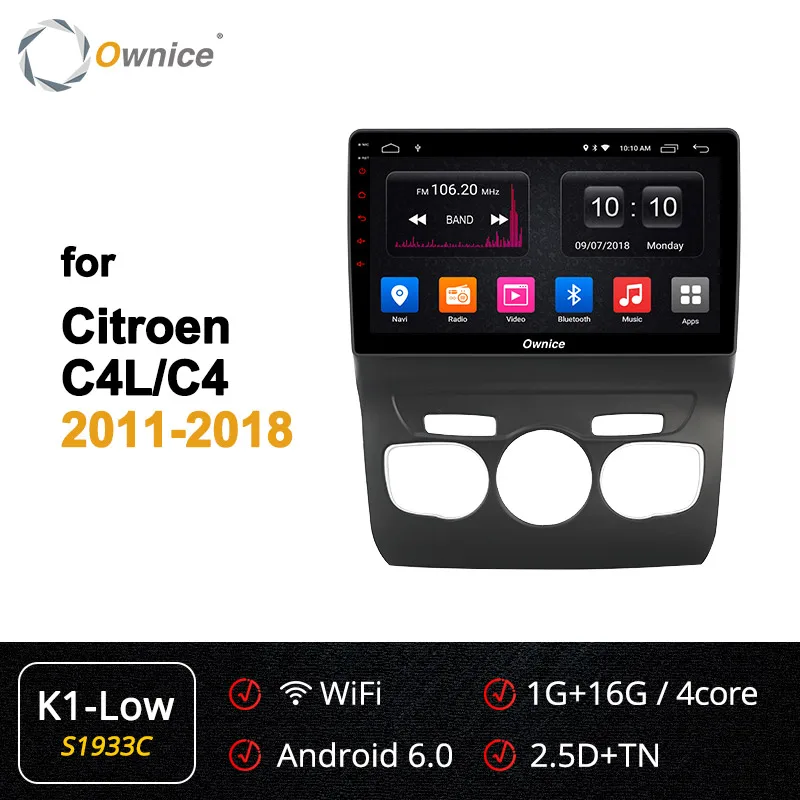 Ownice K1 K2 K3 K5 K6 Android 9,0 навигационный плеер для Citroen C4 C4L 2011- Восьмиядерный автомобильный DVD радио головное устройство Bluetooth 4G - Цвет: S1933 K1-Low