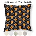 Чехол на подушку с виниловой записью и японским рисунком, крутая хлопковая льняная наволочка с рисунком в японском стиле музыки, 60s