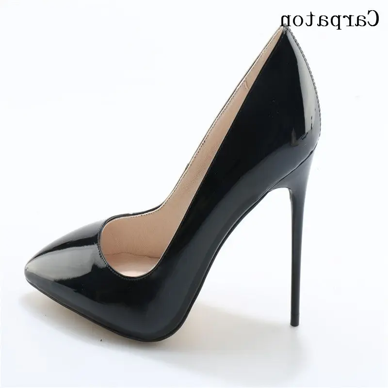 Luxury Nude Patent Leather Pumps Thin Heels Women Spring Dress Shoes Concise Pointed Toe 12cm 10cm High Heel Lady Sandals