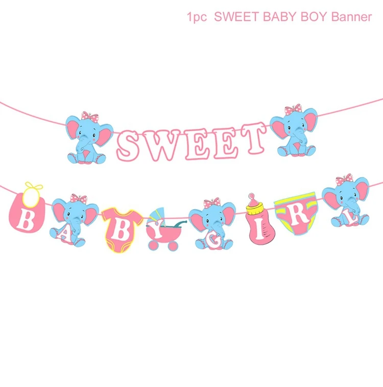 Sweet baby girl FENGRISE/вечерние украшения в виде слона для мальчиков и девочек, украшения для вечеринки на день рождения, детские голубые и розовые украшения в виде конфет - Цвет: Sweet baby girl