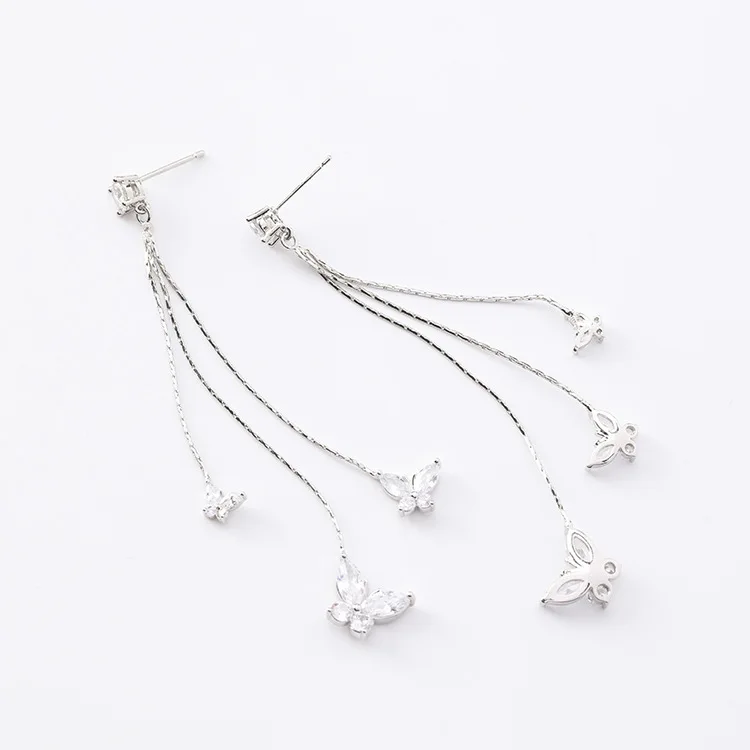 Универсальные серьги бабочки в Корейском стиле женские с цирконием простые