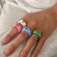new cute frog ring resin acrylic rings for women girl simple animal aesthetic jewelry friendship rings for men 2021 trend