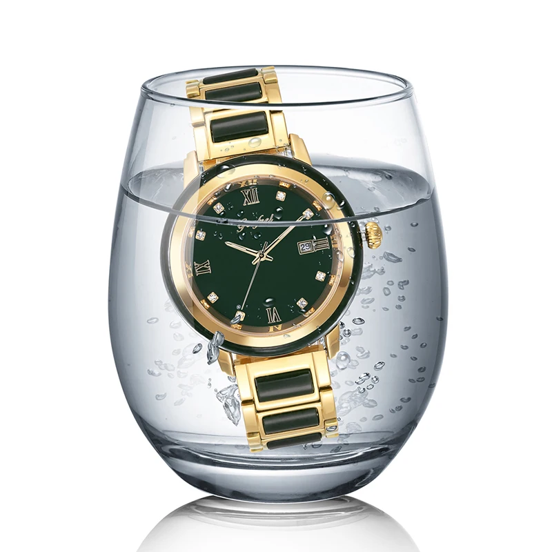 GEZFEEL Genuine Jade Quartz Watches Advanced movement Running Luxury Ladies Waterproof Watch  Relogio Feminino