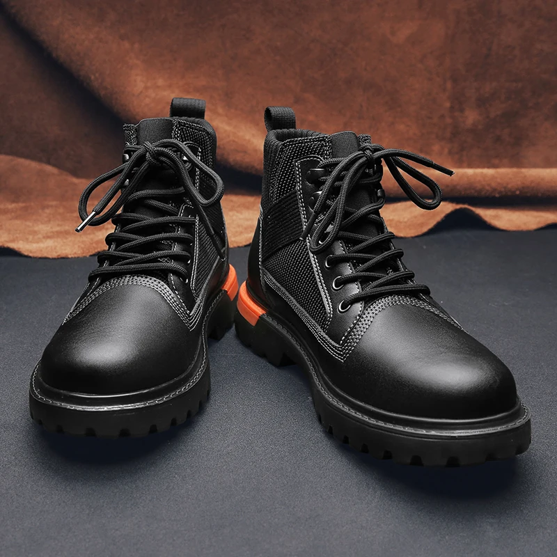 

CYYTL Men's Fashion Shoes Ankle Boots Outdoor Combat Waterproof Hiking Walking Work Anti Slip Leather Chaussure Homme Cuir