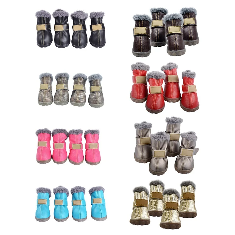 4 шт./партия зимняя водонепроницаемая обувь для домашних животных теплые ботинки