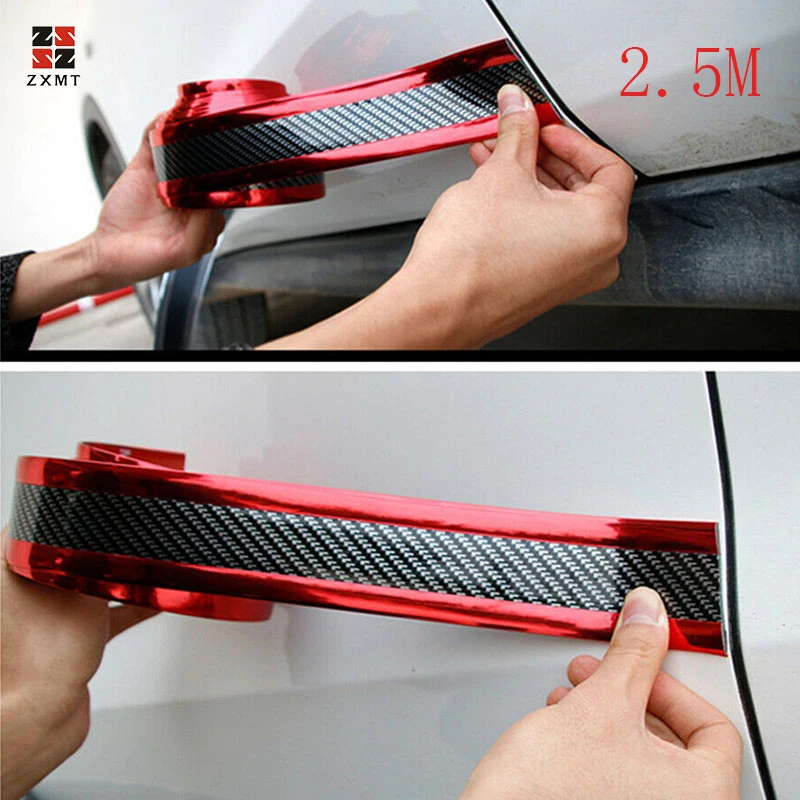 2 5 м наклейки для автомобиля 5D углеродное волокно Резина Стайлинг порога