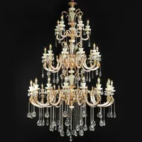 Big Project Lighting Stadium Hotel Chandelier Crystal Fixture marble stone Lamp 30/42 Pcs Large Church Chandelier Led Lustres