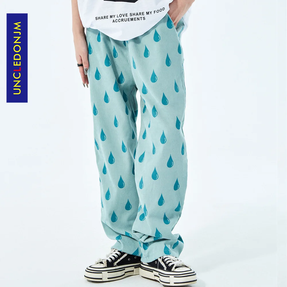 Штаны UNCLEDONJM мужские с принтом в виде капель воды рандомные брюки султанки