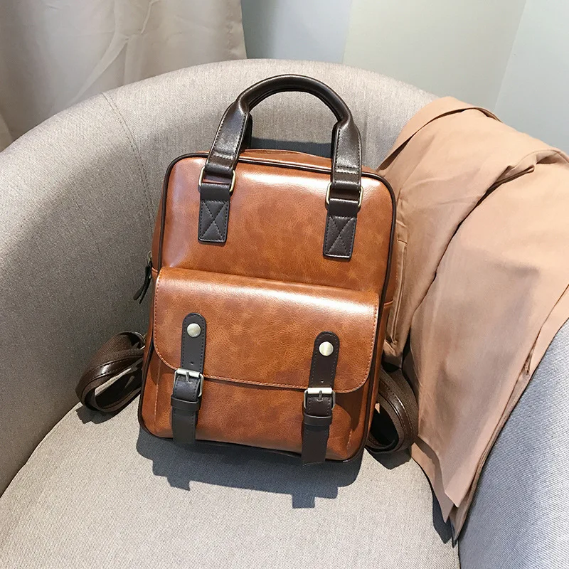 mochila feminina, школьные сумки с защитой от кражи, водонепроницаемые, для путешествий, для ноутбука, коричневый кожаный большой рюкзак для женщин, корейский дизайн