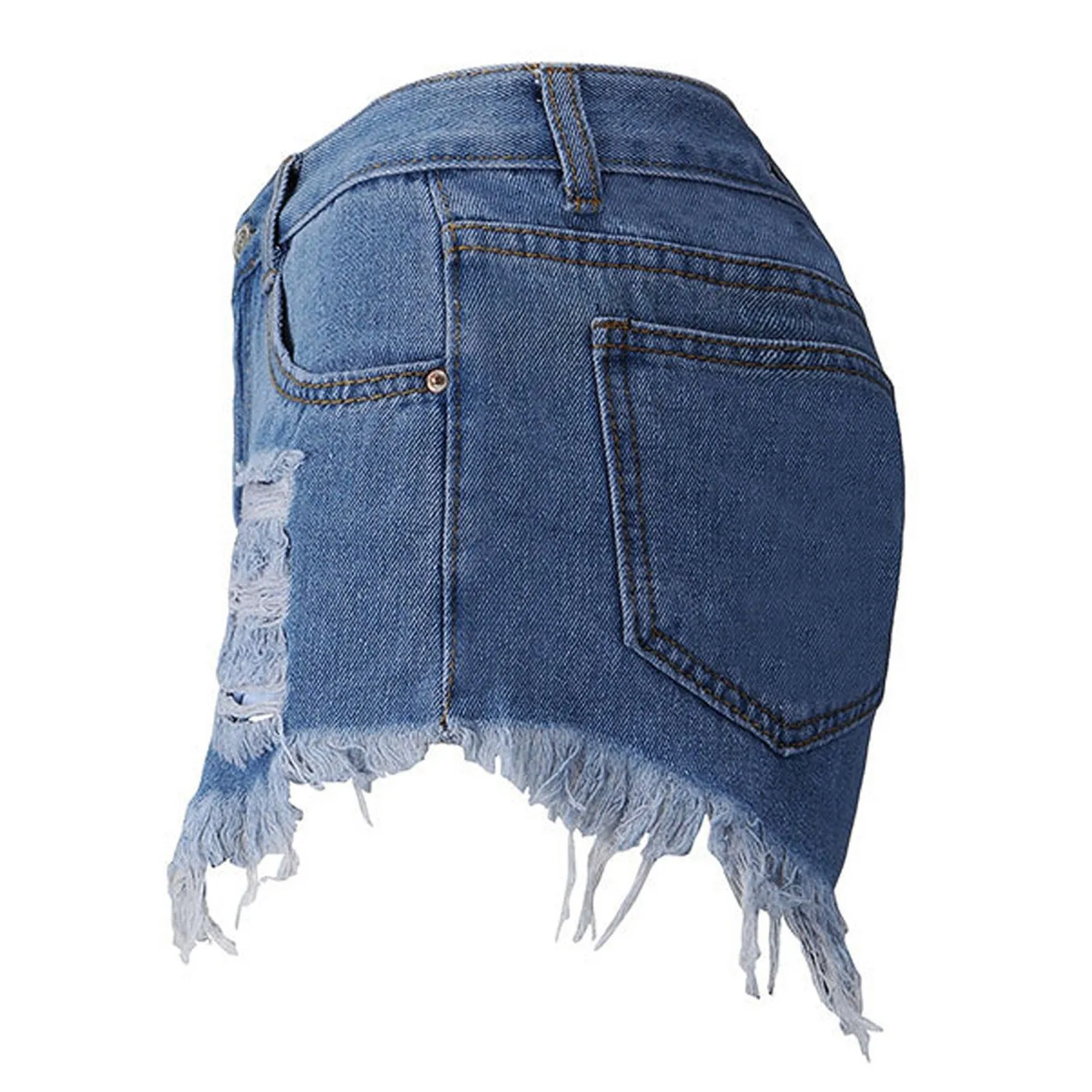 

Denim Skinny Shorts Women High Waist Jean Ripped Casual Slim Female Short Fashion Elastic Blue Washed Ladies Denim Summer