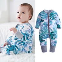 childrens jumpsuit cartoons pwrinted cotton pajamas zipper romper warm clothing animals cute