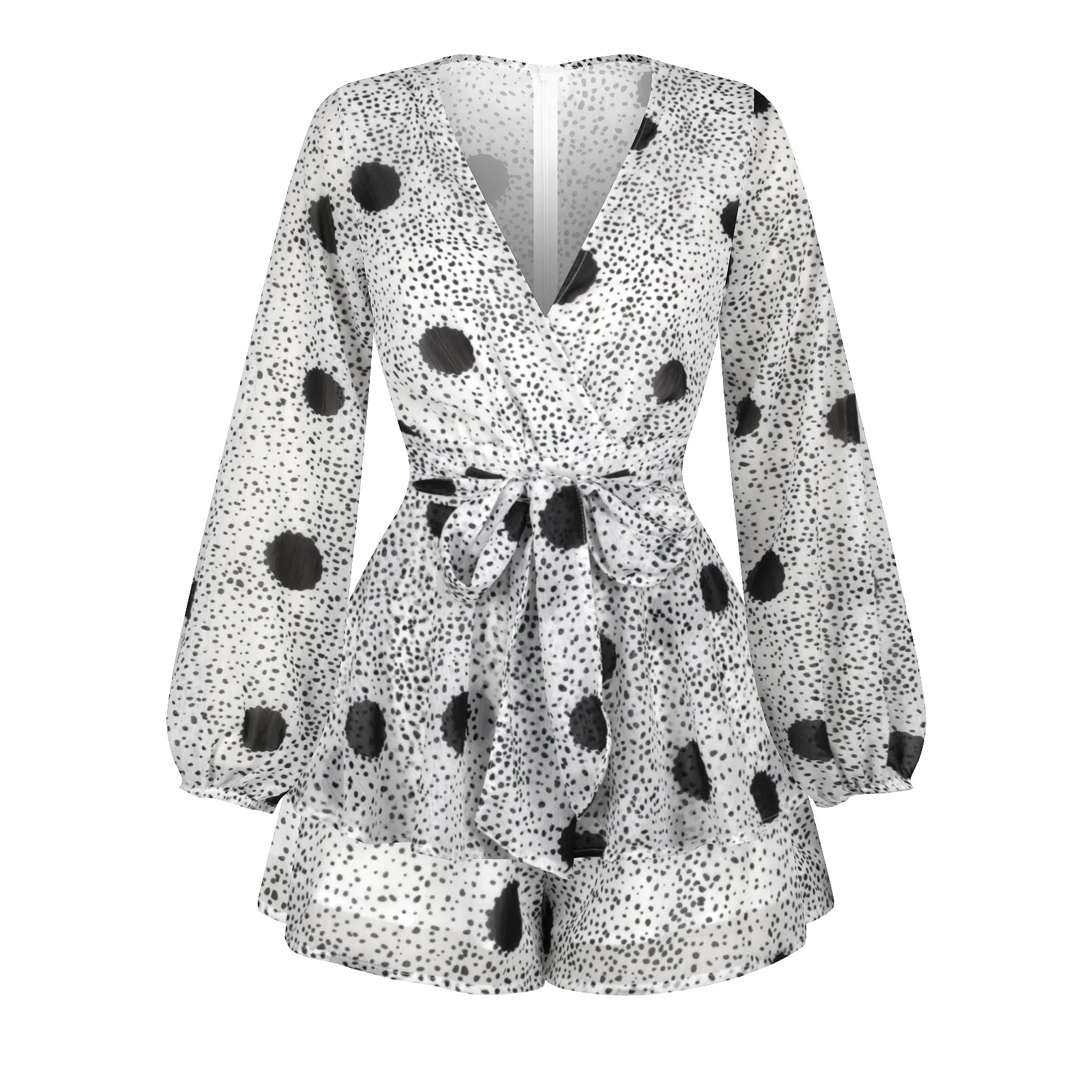 

New Summer Flower Print Casual Long Sleeve V-Neck Sexy Jumpsuits High Waist Bodycon Rompers Bodysuits Playsuits For Women