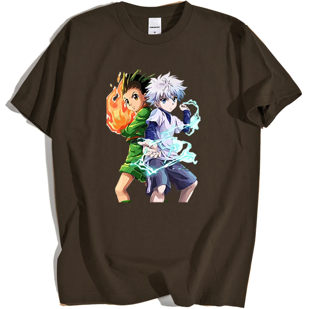 

Мужские милые футболки с мультяшным принтом HUNTER×HUNTER, летняя свободная футболка, простота, свободная Мужская одежда, новая модная футболка с...