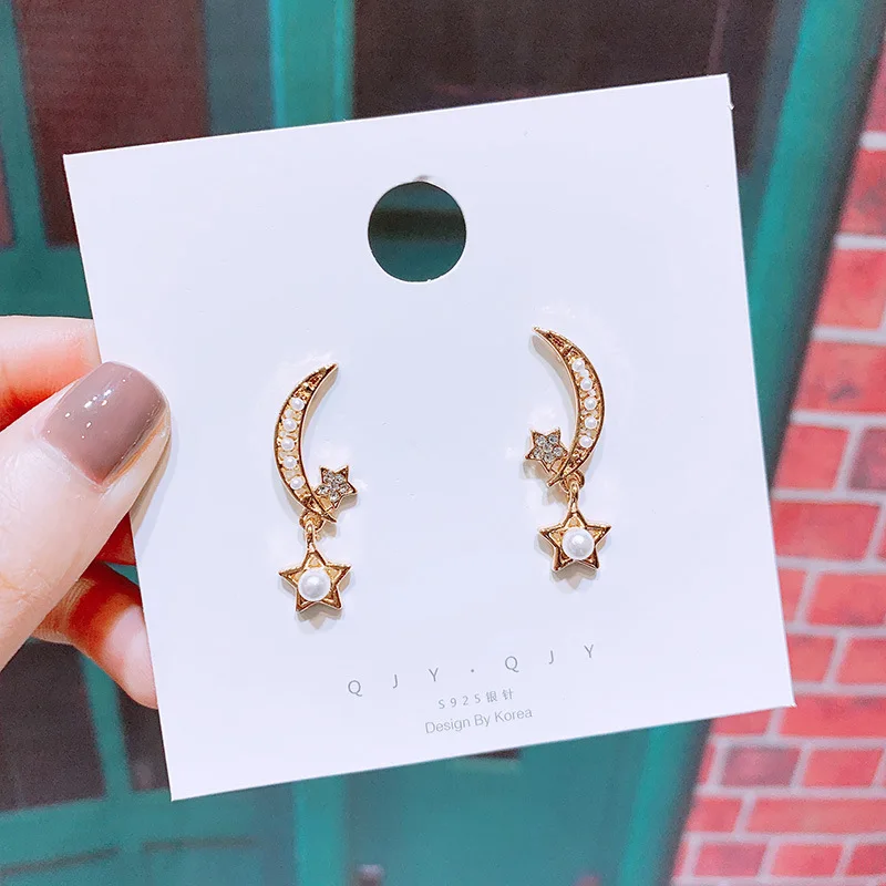 

Trend Delicate Stars Moon Dangle Earrings Romantic Sweet Elegant Ladies Earrings Fashion Women Valentine's Day Jewelry Gift