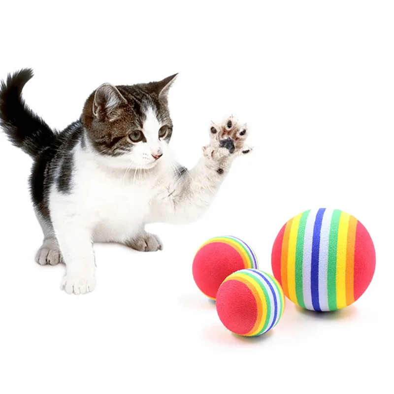 

Rainbow Balls Cat Toy Interactive Cat Scratcher Foam Ball Funny Pet Toys for Cat Fidget Teeth Grinding Chew Toys for Cat Kitten