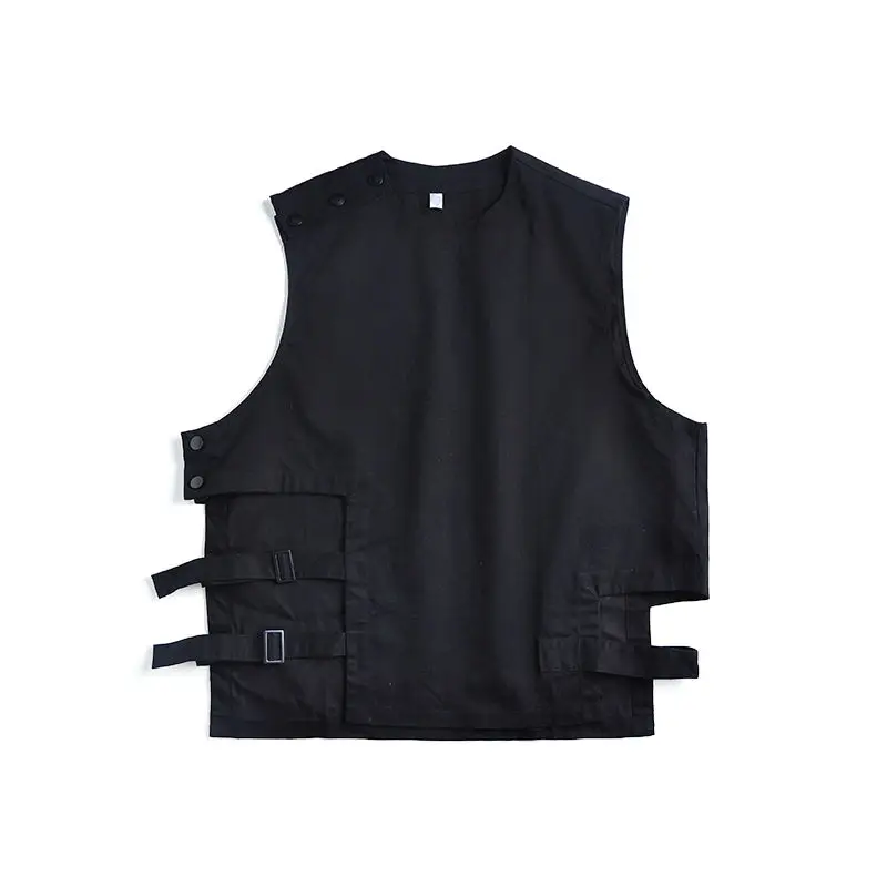 

Autumn Black Pullover Vest Men's Fashion Casual Loose Tooling Vest Men Streetwear Wild Japanese Hip-Hop Vest Mens M-3XL