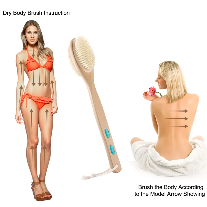 Щетка для душа treesmilе с длинной ручкой двухсторонняя мягкой и жесткой массажной