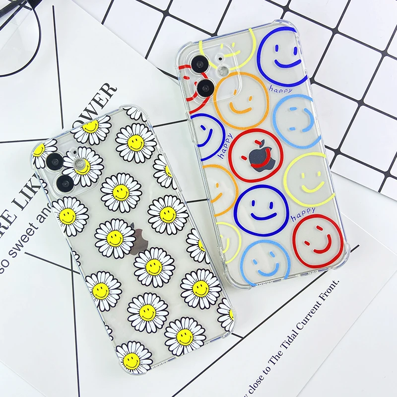 

Fashion Design Phone Case for Iphone 12 Mini 11 Pro X Xr Xs Max 7 8 Plus Se 2020 Cartoon Fashion Light Face Soft Smile Tpu Daisy